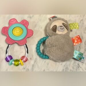Taggies Sloth Rattle Teether and Infantile Spin & Rattle Teether Baby Toy Lovies